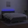 Box spring bed mattress and LED lights dark gray fabric 140x190 cm by vidaXL, Beds and slatted bases - Ref: Foro24-3133630, P...