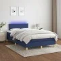 Box spring bed with mattress and LED blue fabric 120x200 cm by vidaXL, Beds and slatted bases - Ref: Foro24-3133627, Price: 3...