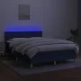 Box spring bed with mattress and LED blue fabric 140x200 cm by vidaXL, Beds and slatted bases - Ref: Foro24-3133643, Price: 4...