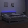 Box spring bed with fabric mattress and light gray LED 200x200 cm by vidaXL, Beds and slatted bases - Ref: Foro24-3133661, Pr...