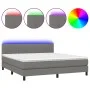 Box spring bed mattress and LED lights dark gray fabric 180x200 cm by vidaXL, Beds and slatted bases - Ref: Foro24-3133334, P...