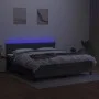 Box spring bed mattress and LED lights dark gray fabric 180x200 cm by vidaXL, Beds and slatted bases - Ref: Foro24-3133334, P...