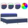 Box spring bed with mattress and LED blue fabric 200x200 cm by vidaXL, Beds and slatted bases - Ref: Foro24-3133667, Price: 5...