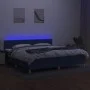 Box spring bed with mattress and LED blue fabric 200x200 cm by vidaXL, Beds and slatted bases - Ref: Foro24-3133667, Price: 5...