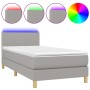 Box spring bed mattress and LED lights light gray fabric 80x200 cm by vidaXL, Beds and slatted bases - Ref: Foro24-3133509, P...