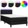 Box spring bed with mattress and LED black fabric 90x190 cm by vidaXL, Beds and slatted bases - Ref: Foro24-3132959, Price: 2...