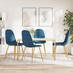 Sillas de comedor 4 unidades terciopelo azul