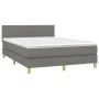 Box spring bed mattress and LED lights dark gray fabric 140x190 cm by vidaXL, Beds and slatted bases - Ref: Foro24-3133550, P...