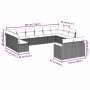 Set de comedor de jardín 7 pzas y cojines ratán sintético negro
