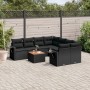 Set de sofás de jardín 8 piezas y cojines ratán sintético negro