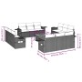 Set de sofás de jardín y cojines 13 pzas ratán sintético negro