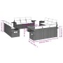 Set de sofás de jardín y cojines 13 pzas ratán sintético negro