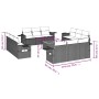 Set sofás de jardín con cojines 13 piezas ratán sintético gris