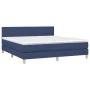 Box spring bed with mattress and LED blue fabric 160x200 cm by vidaXL, Beds and slatted bases - Ref: Foro24-3133571, Price: 4...
