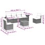 Set de comedor de jardín 7 pzas y cojines ratán sintético negro