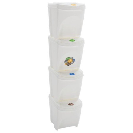 Cubos de basura apilables 4 uds polipropileno blanco 100 L