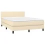 Box spring bed with mattress and LED cream fabric 140x200 cm by vidaXL, Beds and slatted bases - Ref: Foro24-3133002, Price: ...