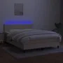 Box spring bed with mattress and LED cream fabric 140x200 cm by vidaXL, Beds and slatted bases - Ref: Foro24-3133002, Price: ...