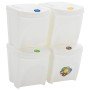 Cubos de basura apilables 4 uds polipropileno blanco 100 L en Cubos de la basura y papeleras | Comprar online en Foro24