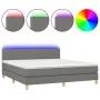 Box spring bed with mattress and LED dark gray fabric 180x200 cm by vidaXL, Beds and slatted bases - Ref: Foro24-3133574, Pri...