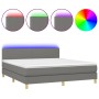 Cama box spring con colchón y LED tela gris oscuro 180x200 cm de vidaXL, Camas y somieres - Ref: Foro24-3133574, Precio: 574,...