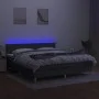 Box spring bed with mattress and LED dark gray fabric 180x200 cm by vidaXL, Beds and slatted bases - Ref: Foro24-3133574, Pri...