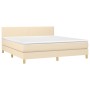 Boxspringbett mit Matratze und LED-Cremestoff 160x200 cm von vidaXL, Betten und Lattenroste - Ref: Foro24-3133570, Preis: 504...