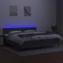 Box spring bed with mattress and LED dark gray fabric 200x200 cm by vidaXL, Beds and slatted bases - Ref: Foro24-3133022, Pri...