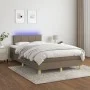 Box spring bed with mattress and LED taupe gray fabric 120x200 cm by vidaXL, Beds and slatted bases - Ref: Foro24-3133705, Pr...
