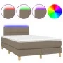 Box spring bed with mattress and LED taupe gray fabric 120x200 cm by vidaXL, Beds and slatted bases - Ref: Foro24-3133705, Pr...
