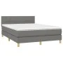 Box spring bed mattress and LED lights dark gray fabric 140x190 cm by vidaXL, Beds and slatted bases - Ref: Foro24-3133710, P...