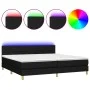 Box spring bed with LED mattress black fabric 200x200 cm by vidaXL, Beds and slatted bases - Ref: Foro24-3133743, Price: 582,...