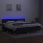 Box spring bed with LED mattress black fabric 200x200 cm by vidaXL, Beds and slatted bases - Ref: Foro24-3133743, Price: 582,...