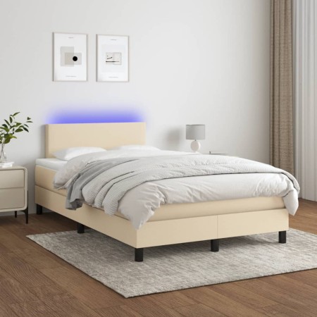 Boxspringbett mit Matratze und LED-Cremestoff 120x200 cm von vidaXL, Betten und Lattenroste - Ref: Foro24-3132986, Preis: 376...