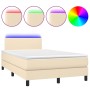 Boxspringbett mit Matratze und LED-Cremestoff 120x200 cm von vidaXL, Betten und Lattenroste - Ref: Foro24-3132986, Preis: 376...