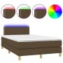 Box spring bed with mattress and LED dark brown fabric 120x200 cm by vidaXL, Beds and slatted bases - Ref: Foro24-3133624, Pr...