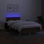 Box spring bed with mattress and LED dark brown fabric 120x200 cm by vidaXL, Beds and slatted bases - Ref: Foro24-3133624, Pr...