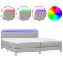 Cama box spring con colchón tela y LED gris claro 200x200 cm de vidaXL, Camas y somieres - Ref: Foro24-3133741, Precio: 576,2...
