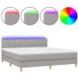 Box spring bed with fabric mattress and light gray LED 180x200 cm by vidaXL, Beds and slatted bases - Ref: Foro24-3133733, Pr...