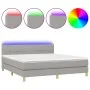 Box spring bed with fabric mattress and light gray LED 180x200 cm by vidaXL, Beds and slatted bases - Ref: Foro24-3133733, Pr...