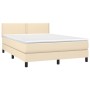 Box spring bed mattress and LED lights cream fabric 140x200 cm by vidaXL, Beds and slatted bases - Ref: Foro24-3133082, Price...
