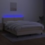 Box spring bed mattress and LED lights cream fabric 140x200 cm by vidaXL, Beds and slatted bases - Ref: Foro24-3133082, Price...