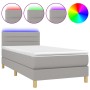 Box spring bed mattress and LED lights light gray fabric 90x200 cm by vidaXL, Beds and slatted bases - Ref: Foro24-3133765, P...