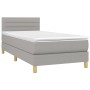 Box spring bed mattress and LED lights light gray fabric 90x200 cm by vidaXL, Beds and slatted bases - Ref: Foro24-3133765, P...