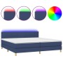 Box spring bed with mattress and LED blue fabric 200x200 cm by vidaXL, Beds and slatted bases - Ref: Foro24-3133747, Price: 6...