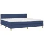 Box spring bed with mattress and LED blue fabric 200x200 cm by vidaXL, Beds and slatted bases - Ref: Foro24-3133747, Price: 5...