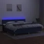 Box spring bed with mattress and LED blue fabric 200x200 cm by vidaXL, Beds and slatted bases - Ref: Foro24-3133747, Price: 5...