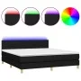 Box spring bed with LED mattress black fabric 180x200 cm by vidaXL, Beds and slatted bases - Ref: Foro24-3133735, Price: 540,...