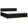 Box spring bed with LED mattress black fabric 180x200 cm by vidaXL, Beds and slatted bases - Ref: Foro24-3133735, Price: 540,...