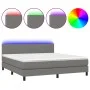 Box spring bed with mattress and LED dark gray fabric 160x200 cm by vidaXL, Beds and slatted bases - Ref: Foro24-3133006, Pri...